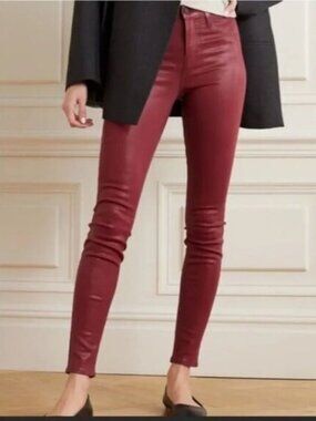 NWT L'AGENCE Marguerite High Rise Red Coated Skinny Jeans Size 23